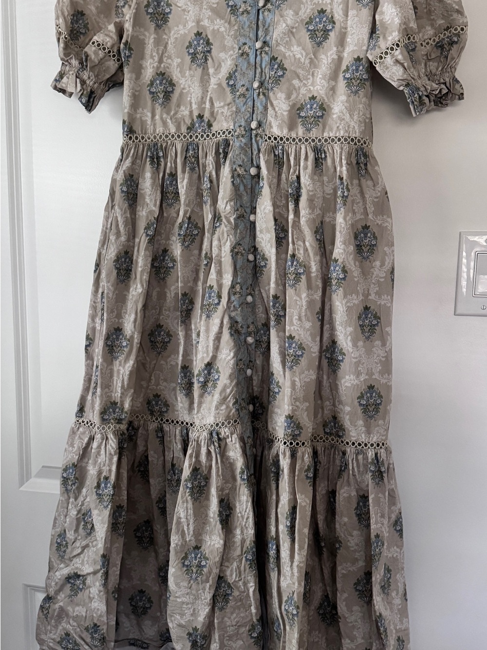 Victoria Dunn Marigold Beige Floral Midi Dress